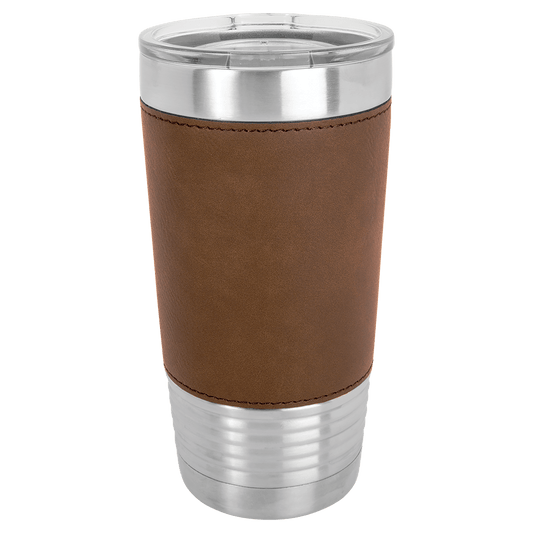 Custom Polar Camel Leatherette Tumbler w/Clear Lid - 20oz