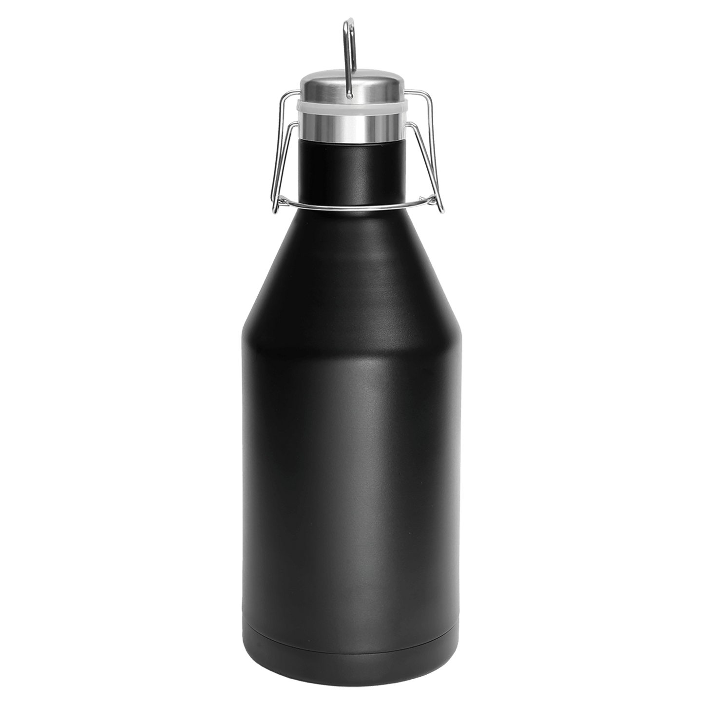 Custom Polar Camel 64oz Black Growler w/Swing Top Lid