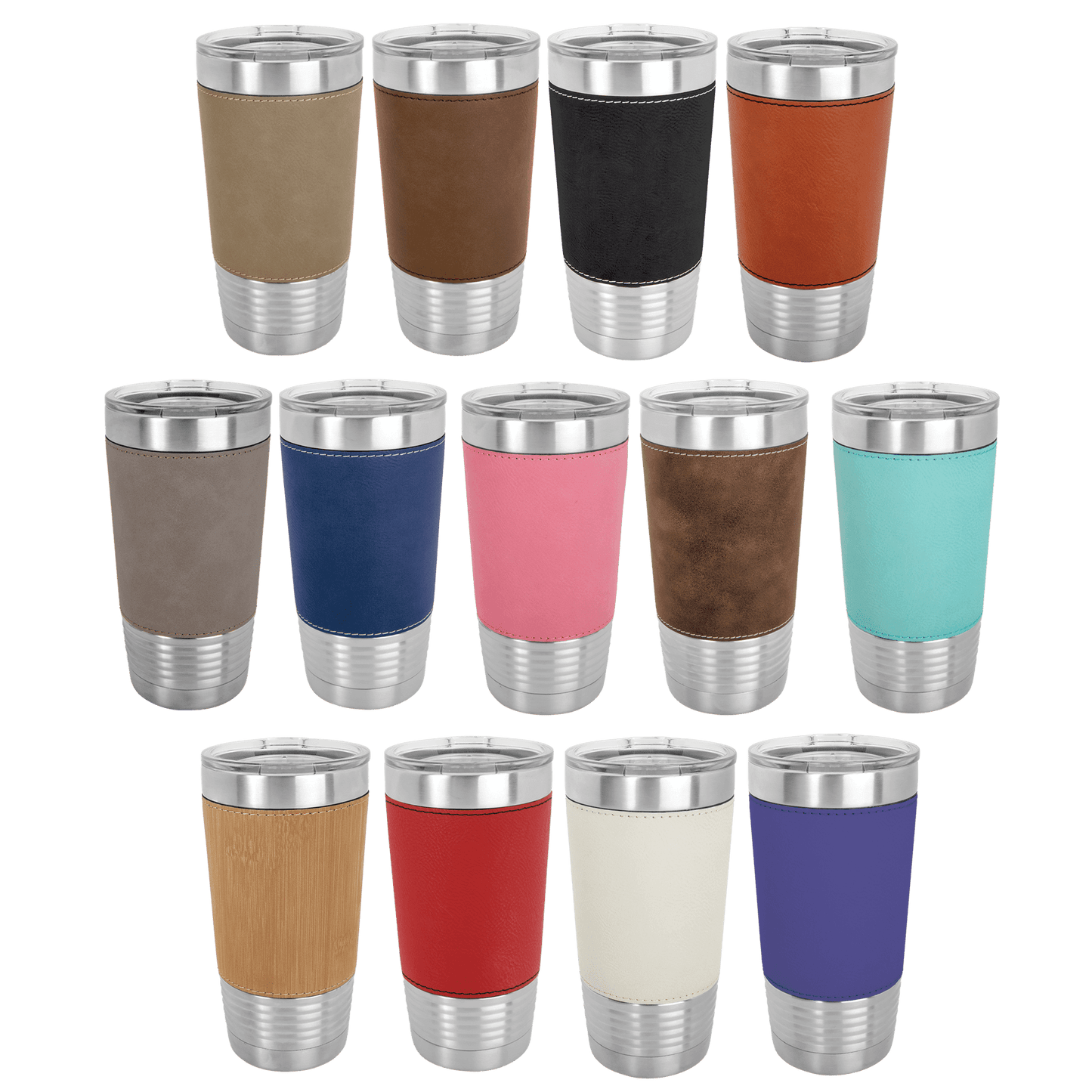 Custom Polar Camel Leatherette Tumbler w/Clear Lid - 20oz