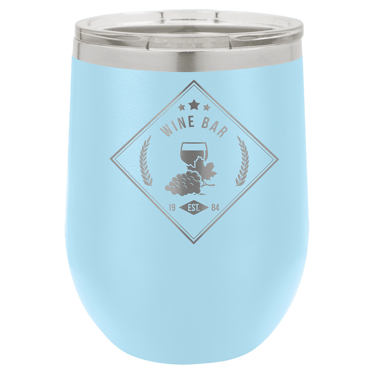 Custom Polar Camel 12oz Stemless Wine Tumbler w/Lid