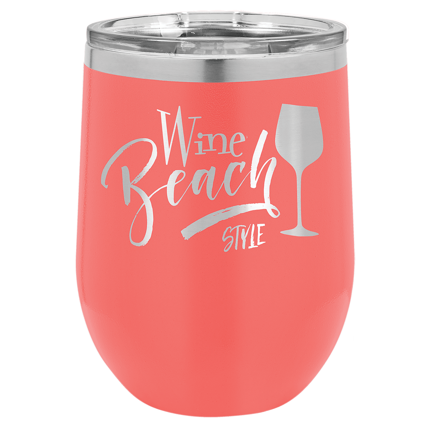 Custom Polar Camel 12oz Stemless Wine Tumbler w/Lid